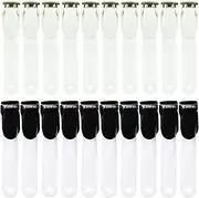 10Pcs Plastic Badge Clips Badge Strap Clip with Clear PVC Straps for ID Card Name Tag Badge Holder (White+Black)