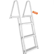 VEVOR Dock Ladder, Removable 3 Steps, 159 kg Load Capacity, Aluminum Alloy Pontoon Boat Ladder with 101.6 mm Wide Step & Nonslip Rubber Mat, Easy to I