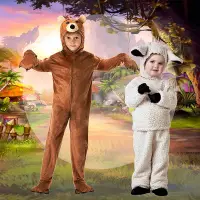 在飛比找Yahoo!奇摩拍賣優惠-萬聖節兒童可愛動物扮演服 小孩變裝派對cos綿羊裝小熊裝 學