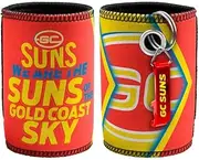 AFL Stubby Can Cooler with Bottle Opener - Gold Coast Suns - Rubber Base