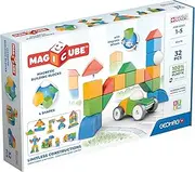 Geomag - Magicube 1+ Shapes - Magnetic Blocks for Kids - 4 Colours and Shapes - 32 Pieces – 100 Percent Recycled Plastic
