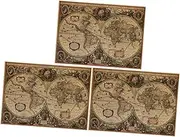 HOMSFOU 3pcs Stickers Paper Wall Sticker Office Wall Decorations Map Wall Sticker Removable Wall Sticker Pinup Sticker Decor Wall Sticker Decor Tapestry Kraft Paper Poster