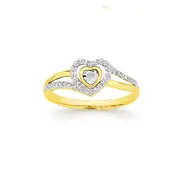 9ct Gold Diamond Heart Dress Ring