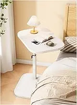 C Shaped Side Table,New Adjustable Height C Shaped End Table,360°Swivel Couch Side Tables for Small Spaces,Bed Side Table for Sofa/Bathtub,Rotating Tabletop(White)