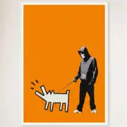 Galrie Banksy Choose Your Weapon Dark Orange Poster Print 2010 - Edgy Art Collection, White Frame, 50 x 70cm (20 x 28inch)