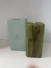 PartyLite 3 x 6 Woodgrain Square Pillar Candle New In Box Agave Nectar K1653