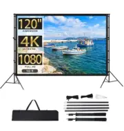 120 in Projector Screen with Stand Portable 16:9 4K HD Rear & Front Projections