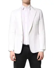 Dolce & Gabbana Linen Blazer Jacket Men White Suits & Blazers