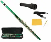 Merano 16 Hole Key of C Green Flute + Case + Stand - Beginner Student Orchestra