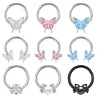 Butterfly Bee Cat Nose Ring Stainless Steel Septum Clicker Helix Daith Piercing