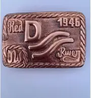 John Wayne COPPER Red River D Belt Buckle 1946 Movie Westerns Initials JW