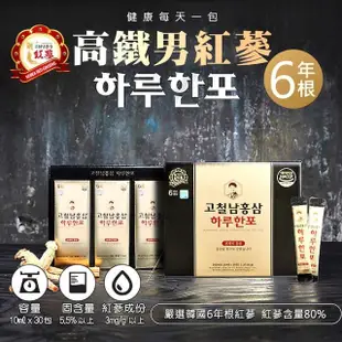 【高鐵男】高麗紅蔘黃金飲10ml*30入(韓國原裝/人蔘/附提袋)