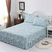 Bed Valance Skirt, Bed Cover Bed Sheet Bed Skirt Wrap Around Bedspread Non-Slip Bed Cover Skirt Laced Fitted Sheet 150 * 200cm，Single Piece Cotton Mattress Cover,Dustproof, Protect The Mattress