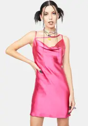 [Dolls Kill] Pink Satin Iza Mini Dress