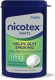 Cipla Nicotex Mints | Nicotine 1mg Lozenges (10 Pcs)| Helps Quit Smoking | Sugar Free | Cool Mint Plus Flavour