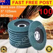 100x 5" 125mm 80 GRIT FLAP DISCS WHEELS ZIRCONIA ANGLE GRINDER GRINDING SANDING