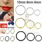 Surgical Steel Hinged Segment Helix Nose Hoop Ring Lip Ear Body Piercing 2PC