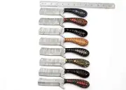 LOT OF 20 8 INCH HANDMADE DAMASCUS STEEL BULL CUTTER SKINNER KNIFE W/SHEATH