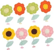 TIDTALEO 8pcs Shaking Head Felt Flower Decor Mixed Style Miniature Floral Ornaments for Car Desktop and Home Vibrant Knitted Flowers for Dashboard and Shelf Decoration
