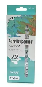 BOMEIJIA Acrylic Paint Set 12 Colours Acrylic Paints in Tubes Non Toxic