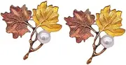 [LIFKOME] 2pcs Delicate Maple Leaf Brooch Pin Vintage Fashion Corsage for Women for Weddings Parties and Daily Wear Elegant Breastpin for Ladies and Girls