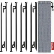 Beefoor Tent Stakes 12 inch Heavy Duty Tent Pegs Tarp Pegs Camping Stakes for Outdoor Camping Canopy and tarp Suitable for High Winds and All Kinds of Ground 8pc Outdoor Metal Stakes with Storage Bag