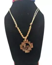 Handmade Inca Chakana Necklace Woven in Macramé Thread with Nazca Lines Monkey D