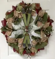 Winter Deco Mesh And Burlap Ski Wreath Handmade