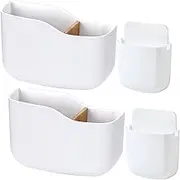 2 packs Adhesive Remote Control Holder White Universal Controller Holder Wall Mount Storage Organizer with Slot Home,Suitables for Office Desk Nightstand Stationery Phones Charging