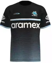 Cronulla Sharks 2023 NRL Mens Black Training Shirt Sizes S-7XL BNWT