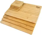 Dan&Co Solid Bamboo Placemats and Coasters Set of 4 | Stylish Wooden Place Mats for Table and Drinks Coasters 8 Pcs | Wipe Clean, Nonslip, Heat, Stain Resistant Dining Table Mats | 29cm x 19cm x 1cm