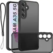 [USTIYA] FG Case for Samsung Galaxy A35 5G case Matte Acrylic Protect The Camera Accessories Phone Lanyard Cover Black