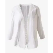 Chico's Romantic Embroidered Drape 3/4-Sleeve Jacket Cardigan NWT 0 Size 4 Small