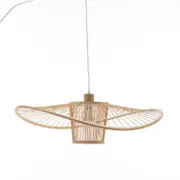 New Oriental Natural Hand-Woven Bamboo Wide Brim Pendant Lamp