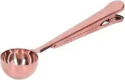 Coffee Spoon Sealing Clip, Deepen Design Wide Range Applications Close Occlusion Tight Sealing Stainless Steel Coffee Spoon for Coffee Tea for Food Bag Folder (Flat Clip Rose