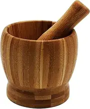 Mantouxixi Wood Mortar and Pestle Bamboo Guacamole Bowl Shell Garlic Mortar Pepper Press Mincer Grinder Chopper Crusher Molcajete Mixed Kitchen Tool - Large