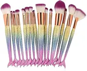 Neuvikter 15Pcs Makeup Brushes Set Eye Shadow Foundation Powder Eyeliner Eyelash Lip Make Up Brush Cosmetic Beauty Tool Kit (Mixed Color-3#)