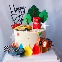 在飛比找ETMall東森購物網優惠-兒童汽車生日蛋糕裝飾擺件 卡通汽車玩具禮品 派對甜品臺裝飾插