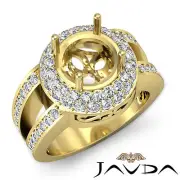 Round Semi Mount Pave Diamond Anniversary Filigree Ring 18k Yellow Gold 1.32Ct