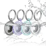 RECKNEY 4 Pack Waterproof Airtag Holder - Compatible with Apple Airtag Case Keychain- Cover for Apple Airtag - IP68 Airtag Keyring Protection
