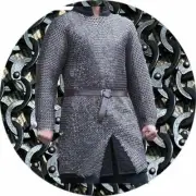 9 mm Chainmail Shirt Flat Riveted Chain mail Armour Oil Finished Medium Size