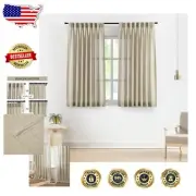 Linen Blended 63" Curtains with Hooks - 2 Panels, Stylish Light Filtering Drapes