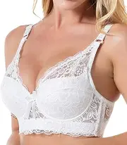 [Dress Cici] Lace Underwire Bra, Lace Non Padded Bra for Large Breasts