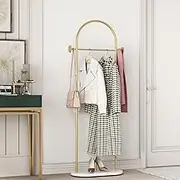 Modern Gold Clothes Racks with Shelves Freestanding, Gold Coat Racks with Marble Base & Coat Hanger with Umbrella for Entryway Hallway, Office or Bedroom