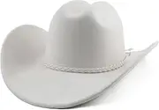 [Pro Celia] Big Wide Brim Cowboy Hat for Women Men Felt Western Cowgirl Hats