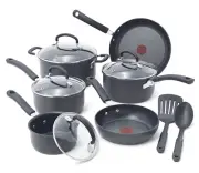 T-Fal Ultimate Hard Anodized Titanium Nonstick Cookware, 12 Piece Set, Grey