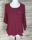 Naked Zebra Top Women Size S Mauve Pink Round Neck Side Zip Lined 3/4 Sleeve NWT
