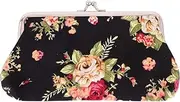 [TOGEVAL] Vintage Wallet Wallet Rose Coin Purse Rose Pattern Clasp Floral Clasp Closure Buckle Clutch Bag Retro Embroidered Purse Floral Closure Canvas