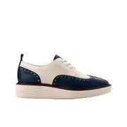 Cole Haan Originalgrand Platform Wing Tip Oxford Blue Wing Teal / Ivory W30260 Women's