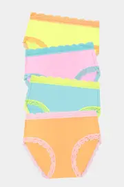Stripe & Stare High Rise Knicker Four Pack in Neon Candy at Nordstrom, Size Small Uk